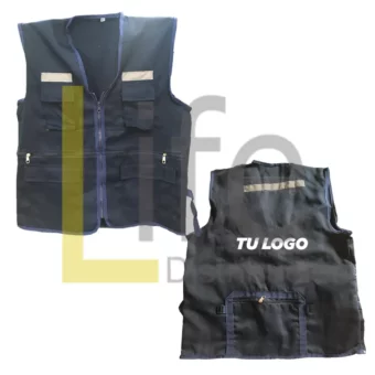 RT-CH01-AZ/12 CHALECO AZUL DE SEGURIDAD CON CINTA REFLECTIVA CON LOGO POSTERIOR X 12 UNID