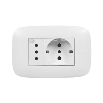 TOMACORRIENTE BTICINO SCHUKO + 3 EN LINEA CON ALVEOLOS PROTEGIDOS 16A/250V