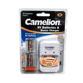 CARGADOR DE BATERÍAS RECARGABLES INCLUYE 2 BATERÍAS 9V 250MAH