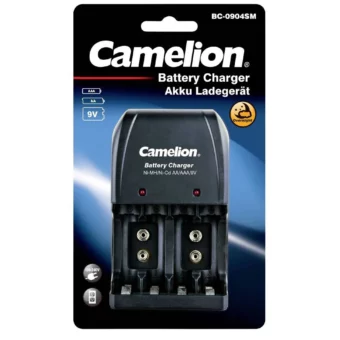 CARGADOR DE BATERÍAS CAMELION PARA PILAS AA, AAA Y BATERIAS 9V