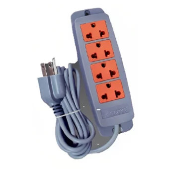 EXTENSOR VULCANIZADO "TROYA" 4 TOMAS + LINEA TIERRA 3.00 MTS. COLOR GRIS ENCHUFE TRIFASICO