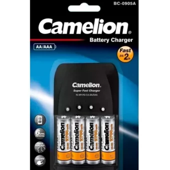 CARGADOR RÁPIDO DE BATERÍAS CAMELION INCLUYE (4xAA2700)
